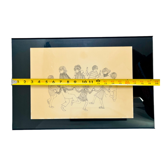 Julie Corsover Print "Ring Around a Rosy" Nine Kids Playing Vintage Framed 13x19 - Picture 12 of 13